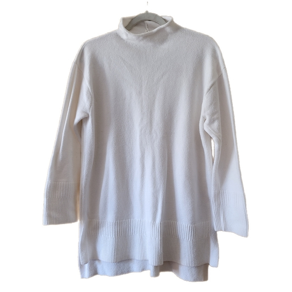 Anthropologie Sweater S Small White Moth High Neck Long Sleeve Pullover